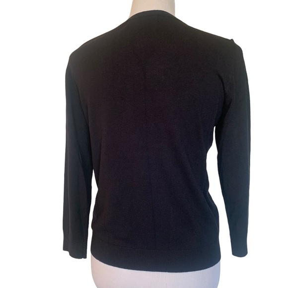Ellen Tracy black sweater with gold tone toggle closure. - Picture 2 of 11